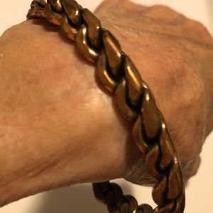 Heavy Vintage Copper Braided Bracelet SZ L 3” diameter
